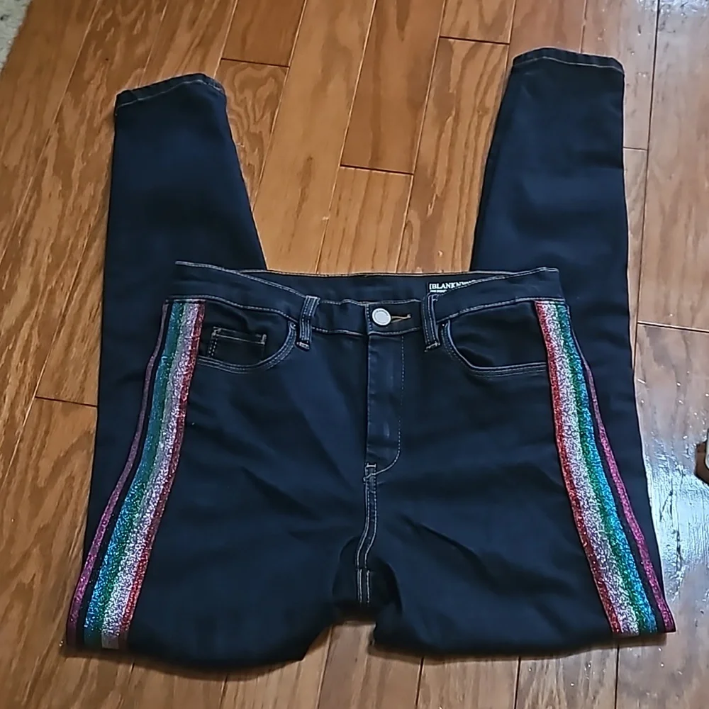 Blank NYC Dark Wash The Bond Skinny Rainbow Tuxudo Jeans